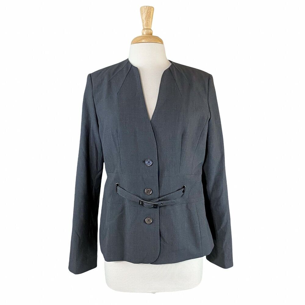 Calvin Klein Blazer 10 Women's Gray Dark Academia Preppy Work Career Academic